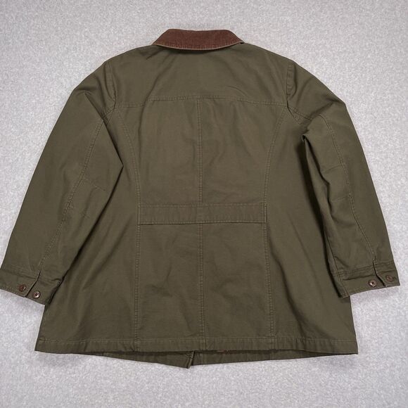 LL Bean Adirondack Barn Coat Womens 3X Chore Jacket Green Flannel Plaid Lined - Picture 3 of 13